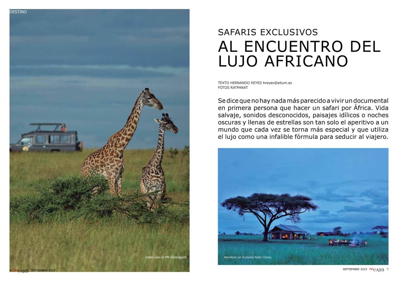 Los safaris de Ratpanat vistos por la revista TOP VIAJES